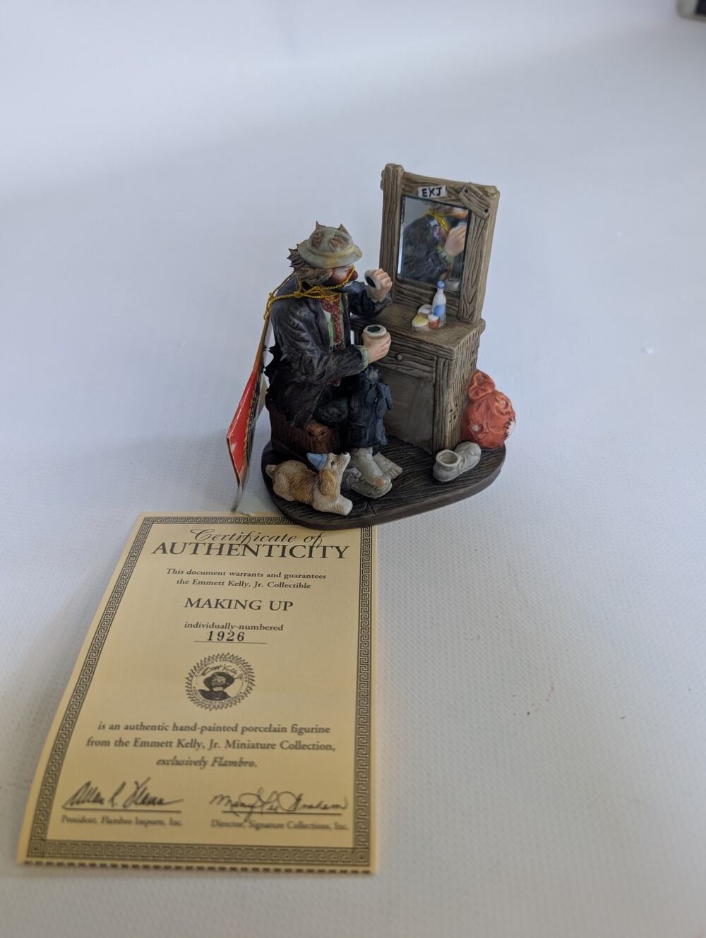 EMMETT KELLY JR MINIATURE COLLECTION "MAKING UP" #10038 BOX COA SIGNED MIB